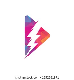 play button with thunder logo design. template