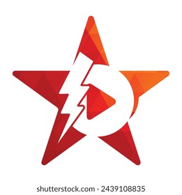 play button with thunder logo design template.