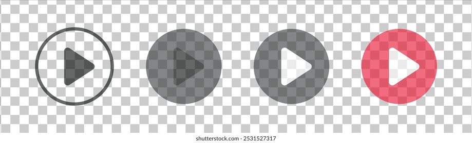 play button transparent set vector design isolated background
