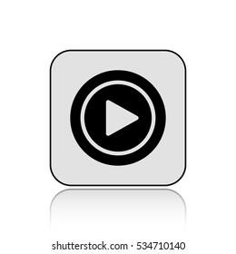 Play button vector icon  with long shadow