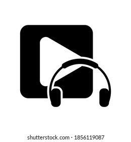 Abspielen von Schaltflächen-Vektorsymbol für Musik- und Social-Media-Anwendungen. Starten Sie Musik mit einem Headset oder einem Kopfhörer.