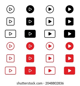 Play button vector icon set