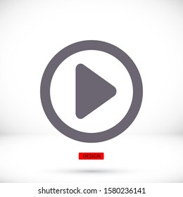 Play button vector icon in trendy flat style isolated on grey background. vector icon Play symbol for your web site design, logo, app