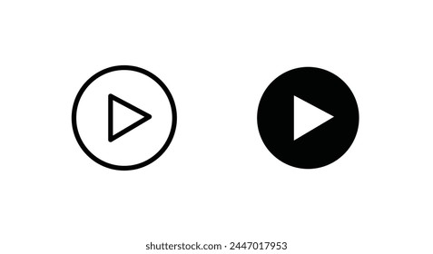 Play button vector icon. Video play line and flat icons set, editable stroke isolated on white, linear vector outline illustration, symbol logo design style
