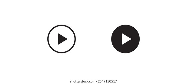 Play button vector icon. Video play line and flat icons set, editable stroke isolated on white, linear vector outline illustration, symbol logo design style