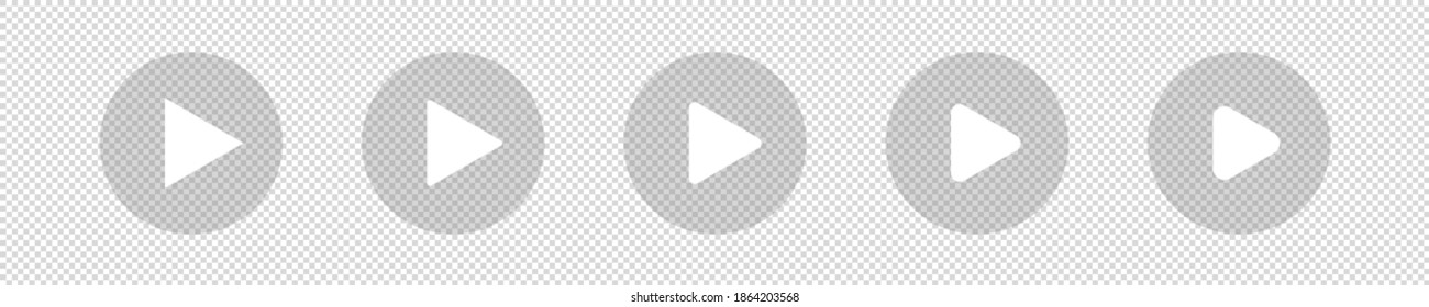 play button vector icon. white start video buttons transparent background. music sign ui screen. watch online video symbol illustration
