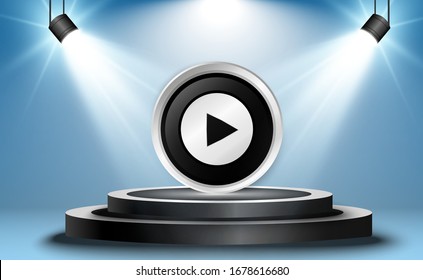 Play button. Vector illustration. Icon button.	