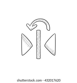 Play button vector sketch icon isolated on background. Hand drawn Play button icon. Play button sketch icon for infographic, website or app.
