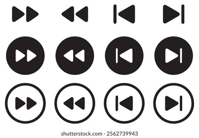 Play button. Video audio player. Music video start sign. Round play button icons on transparent. Vector illustration EPS 10