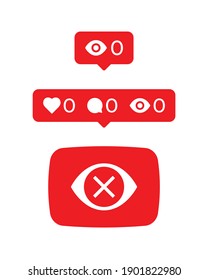 Play button video icon, logo symbol red banner, flat vector, social media sign, mobile app, web video mark vector.