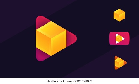 Icono de video de botón de reproducción, símbolo de logo Banner rojo, vector, señal de medios sociales, aplicación móvil, marca de video web vector