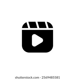 play button video icon, simple flat style, logo sign symbol vector illustration pictogram, isolated on white for mobile app