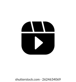 play button video icon, simple flat style, logo sign symbol vector illustration pictogram, isolated on white for mobile app