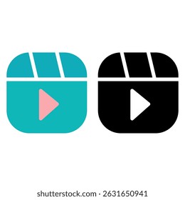 
play button video icon, simple flat style, logo sign symbol vector illustration pictogram, isolated on white for mobile app