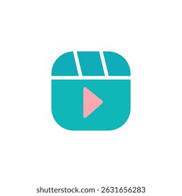 
play button video icon, simple flat style, logo sign symbol vector illustration pictogram, isolated on white for mobile app