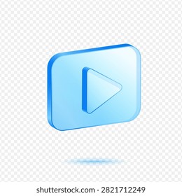 Play Button Video Media, 3D Blue Glossy Playback Icon