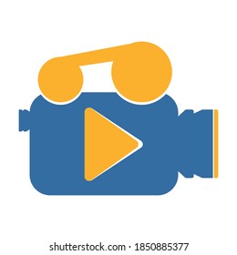 Plantilla de logotipo Botón de reproducción y medios de vídeo. Vector de cámara de vídeo. Símbolo del jugador.