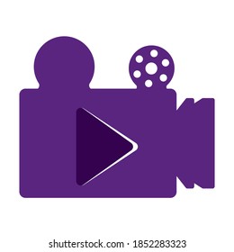 Play Button and Video Media logo Template. Videokamera-Vektor. Spielersymbol.