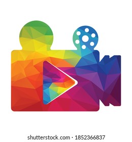 Play Button and Video Media logo template. Video camera vector. Player symbol.