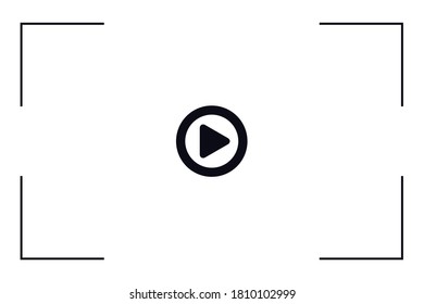 Play Button Video Monitor Concept - Black Vector Illustration - Isolated On White Background