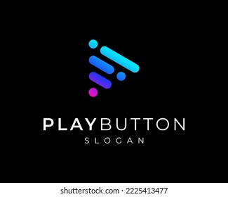 Play Button Video Player Media Technology Digital Dot Line Rounded Data Analysis Vector Logo Design