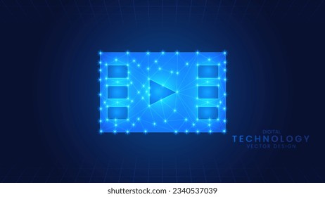 Play button video player. Online live video marketing concept