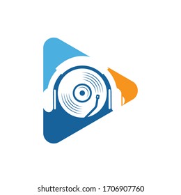play button vinyl disc music vector icon illustration design template