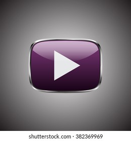 the play button violet color Icon Isolated Background