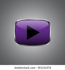 the play button violet color Icon Isolated Background