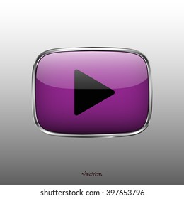 the play button violet color Icon Isolated Background