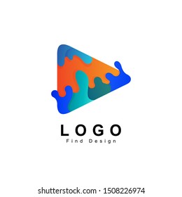  play button with water logo design