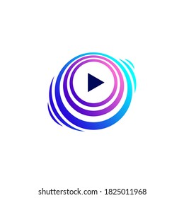 play button and wave logo design