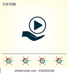 Play button web icon, flat design