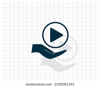 Play button web icon, flat design