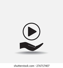 Play button web icon, flat design