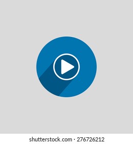 Play button web icon, flat design