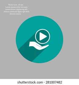 Play button web icon, flat design