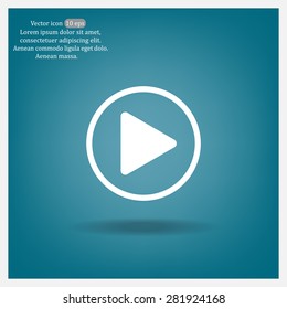Play button web icon, flat design