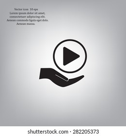 Play button web icon, flat design