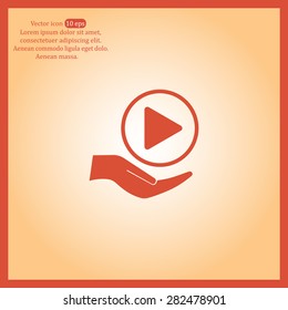 Play button web icon, flat design
