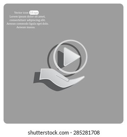Play button web icon, flat design