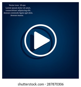 Play button web icon, flat design