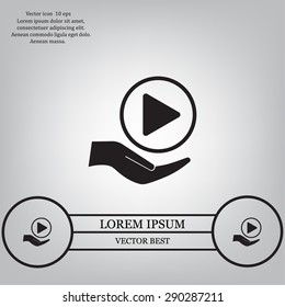 Play button web icon, flat design