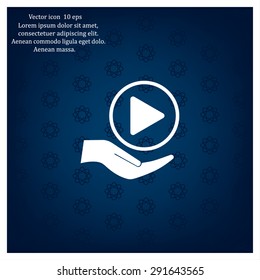 Play button web icon, flat design