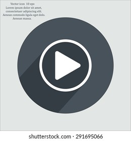 Play button web icon, flat design