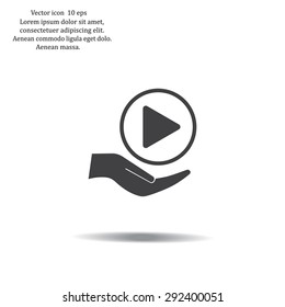 Play button web icon, flat design