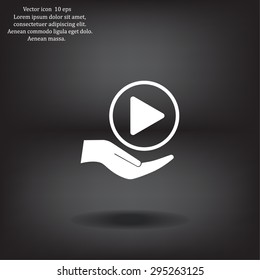 Play button web icon, flat design
