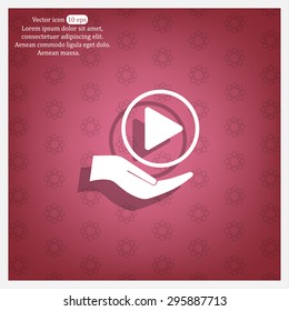 Play button web icon, flat design