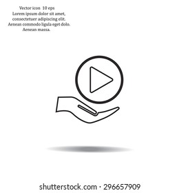 Play button web icon, flat design