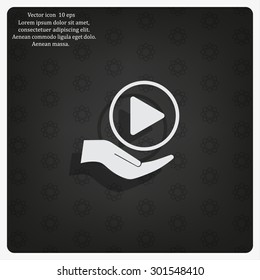 Play button web icon, flat design